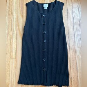 A New Day Black Ribbed sleeveless Cardigan